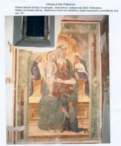 Parete laterale sinistra III campata. Restauro 2003. Madonna in trono con Bambino